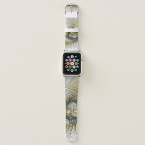Nobly Golden Teal Abstract Fantasy Fractal Art Apple Watch Band