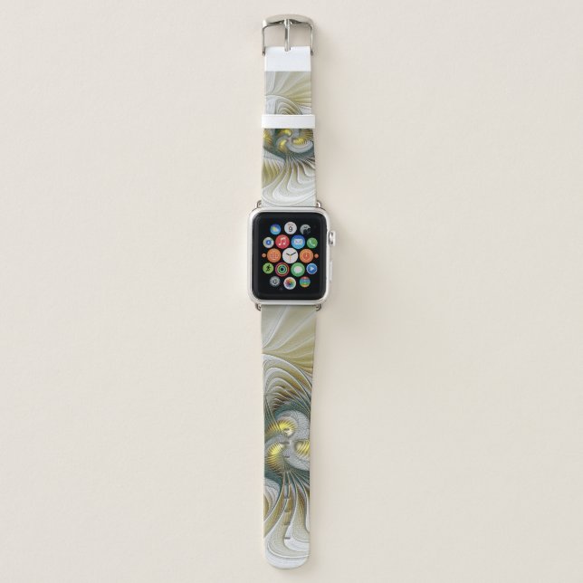 Nobly Golden Teal Abstract Fantasy Fractal Art Apple Watch Band (Front)