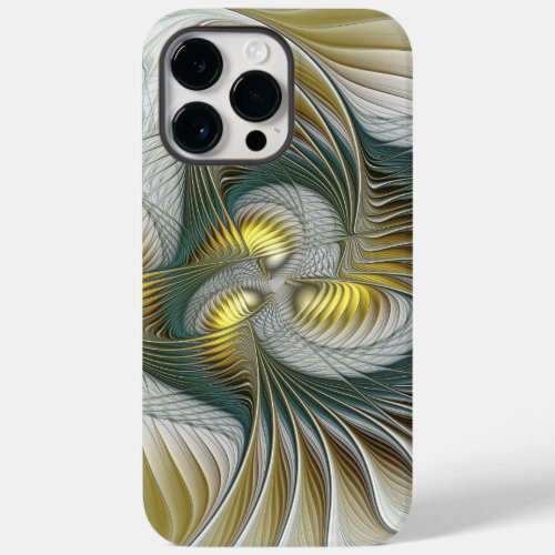 Nobly Golden Teal Abstract Fantasy Fractal Art Case_Mate iPhone 14 Pro Max Case