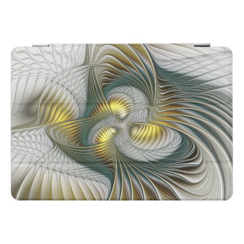 Nobly Golden Teal Abstract Fantasy Fractal Art iPad Pro Cover