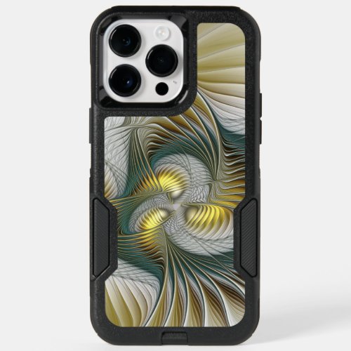 Nobly Golden Teal Abstract Fantasy Fractal Art OtterBox iPhone 14 Pro Max Case