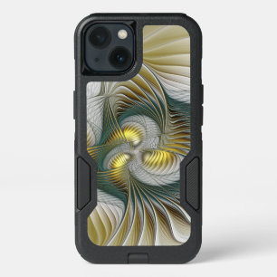 Nobly Golden Teal Abstract Fantasy Fractal Art iPhone 13 Case