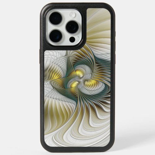 Nobly Golden Teal Abstract Fantasy Fractal Art iPhone 15 Pro Max Case