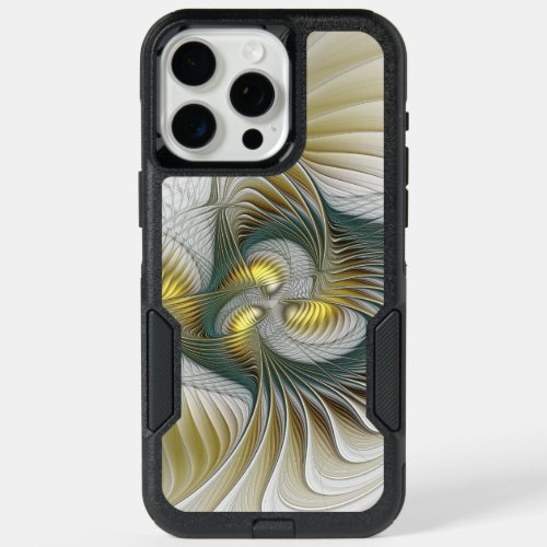 Nobly Golden Teal Abstract Fantasy Fractal Art iPhone 15 Pro Max Case