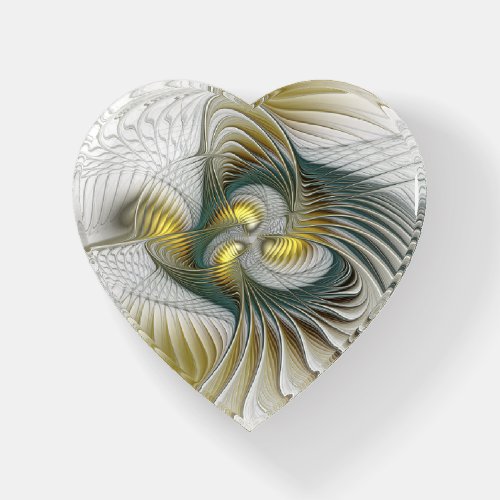 Nobly Golden Teal Abstract Fantasy Fractal Art Paperweight