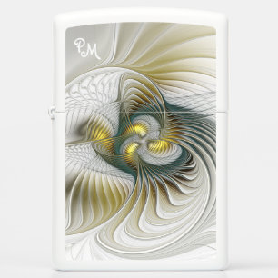 Nobly Golden Teal Abstract Fantasy Fractal Art Zippo Lighter