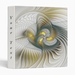 Nobly Golden Teal Abstract Fantasy Fractal Text 3 Ring Binder