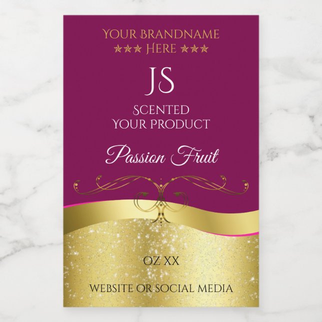 Nobly Wavy Gold Decor Wine Red with Monogram Label (Single Label)