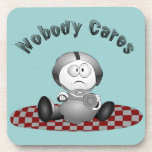 Nobody Cares Cork Coaster<br><div class="desc">My funny special character thinks nobody cares. Great gift for your favorite "pouter".</div>