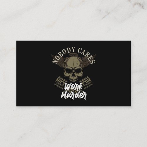 Nobody Cares Pistons Skulls Car Lover Funny Auto M Business Card