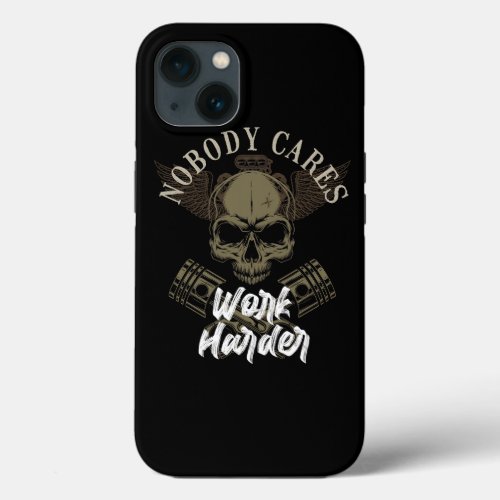 Nobody Cares Pistons Skulls Car Lover Funny Auto M iPhone 13 Case