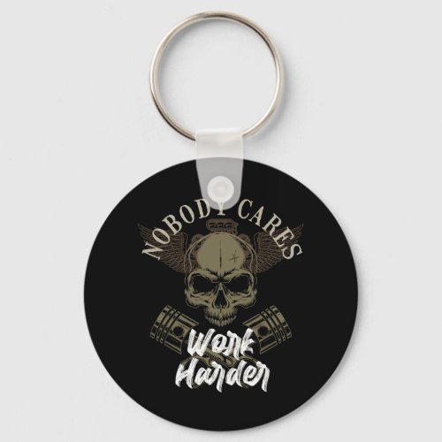 Nobody Cares Pistons Skulls Car Lover Funny Auto M Keychain