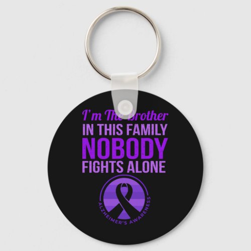 Nobody Fights Alone Alzheimerheimers Awareness  Keychain