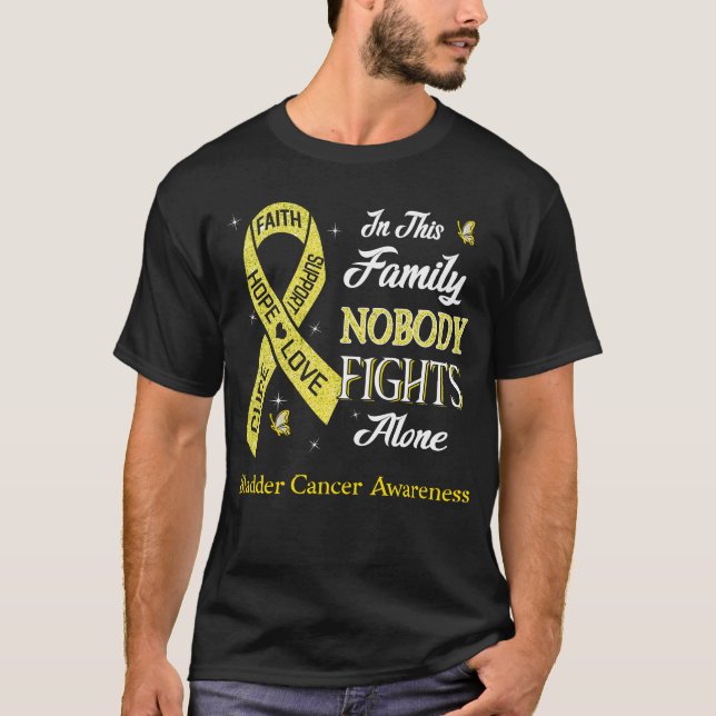 Nobody Fights Alone Bladder Cancer Awareness T-Shirt (Front)