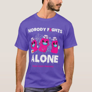 Nobody Fights Alone Boo Ghost Nurse Breast Cancer  T-Shirt