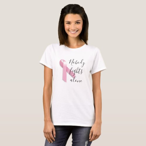 Nobody Fights Alone Breast Cancer Awareness T_Shirt