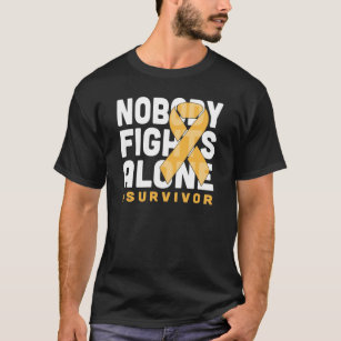 Nobody Fights Alone Gold Ribbon Childhood Cancer S T-Shirt