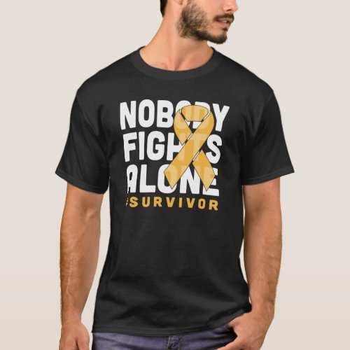 Nobody Fights Alone Gold Ribbon Childhood Cancer S T_Shirt