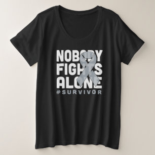 	Nobody Fights Alone Gray Ribbon Shirt Lung Cancer