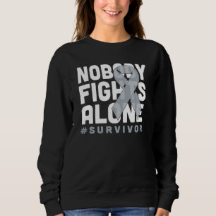 	Nobody Fights Alone Gray Ribbon Shirt Lung Cancer