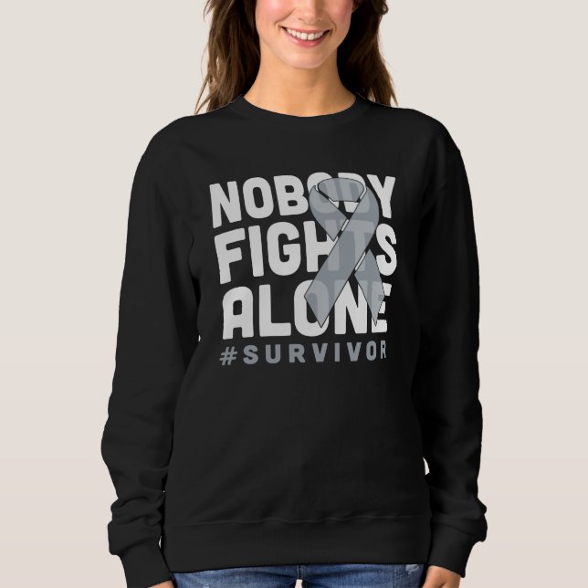 	Nobody Fights Alone Gray Ribbon Shirt Lung Cancer (Front)