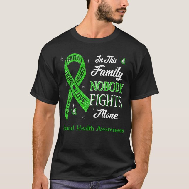 Nobody Fights Alone Mental Health Awareness T-Shirt (Front)