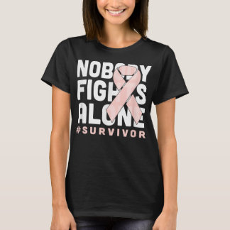 Nobody Fights Alone Peach Ribbon Uterine Cancer Su T-Shirt