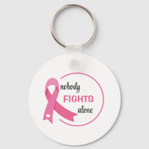 Nobody Fights Alone Pink Ribbon Keychain