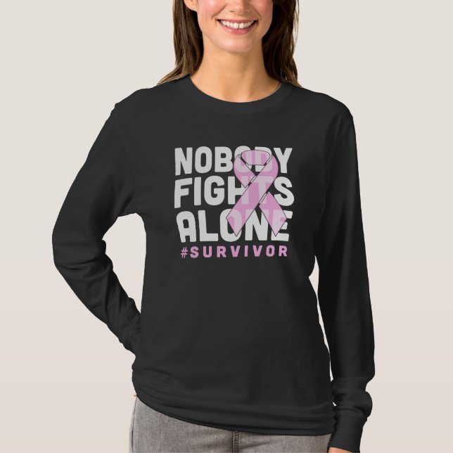 	Nobody Fights Alone Survivor Shirt  Breast Cancer (Front)