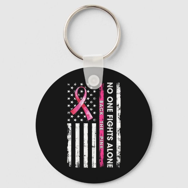 Nobody Fights Breast Cancer Alone Ck The Pink Ribb Keychain (Front)