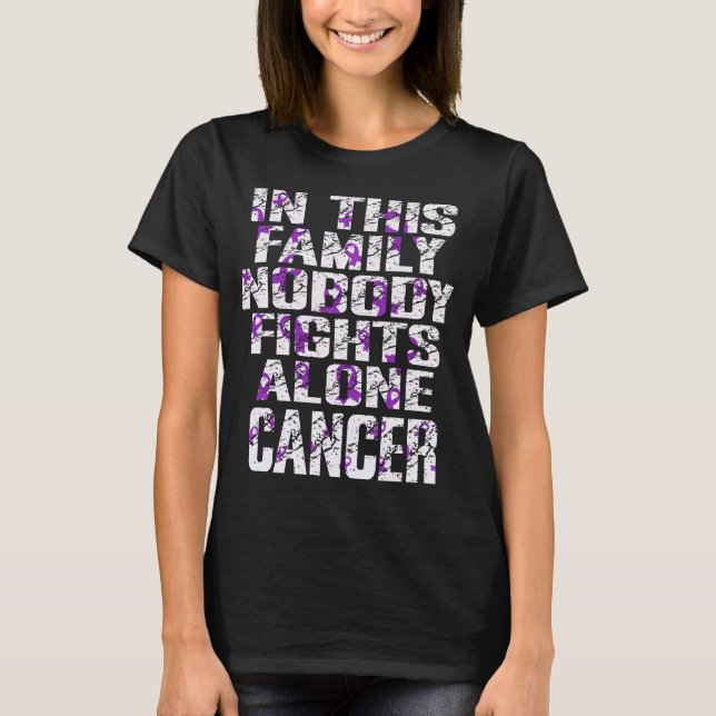 Nobody Fights Pancreatic Cancer Alone Support T-Shirt (Front)