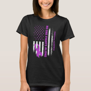Nobody Fights Porphyria Alone USA Flag Purple Ribb T-Shirt