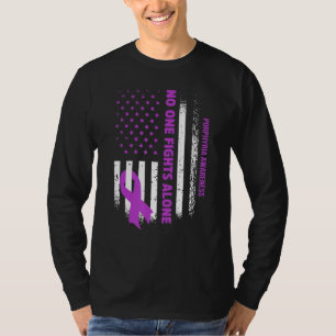 Nobody Fights Porphyria Alone USA Flag Purple Ribb T-Shirt