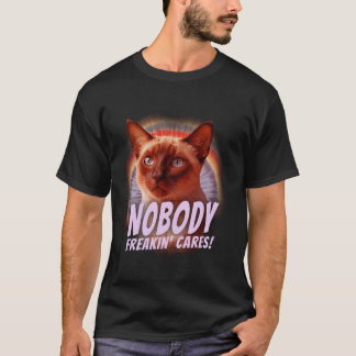 Nobody Freakin Cares Cat Funny Retro Animal Lover T-Shirt