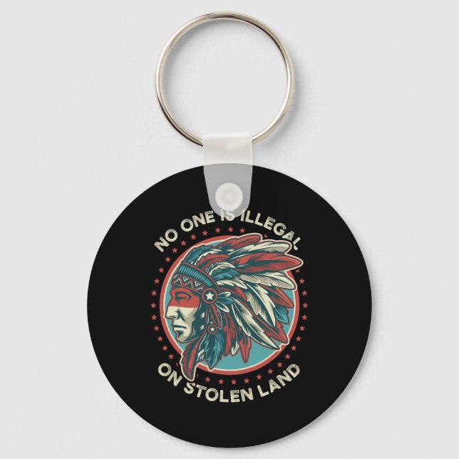 Nobody Is Illegal On Stolen Land  Keychain (Front)