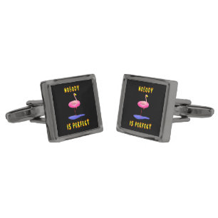 Nobody is perfect - flamingo with swimming ring cufflinks