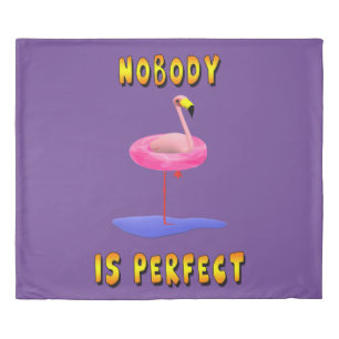 Nobody is perfect - flamingo with swimming ring duvet cover