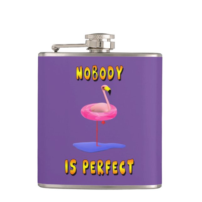 Nobody is perfect - flamingo with swimming ring flask (Front)