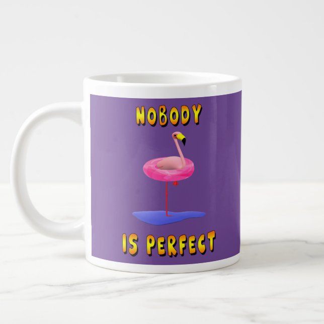 Nobody is perfect - flamingo with swimming ring giant coffee mug (Left)