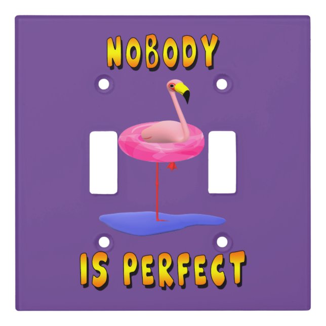 Nobody is perfect - flamingo with swimming ring light switch cover (Front)