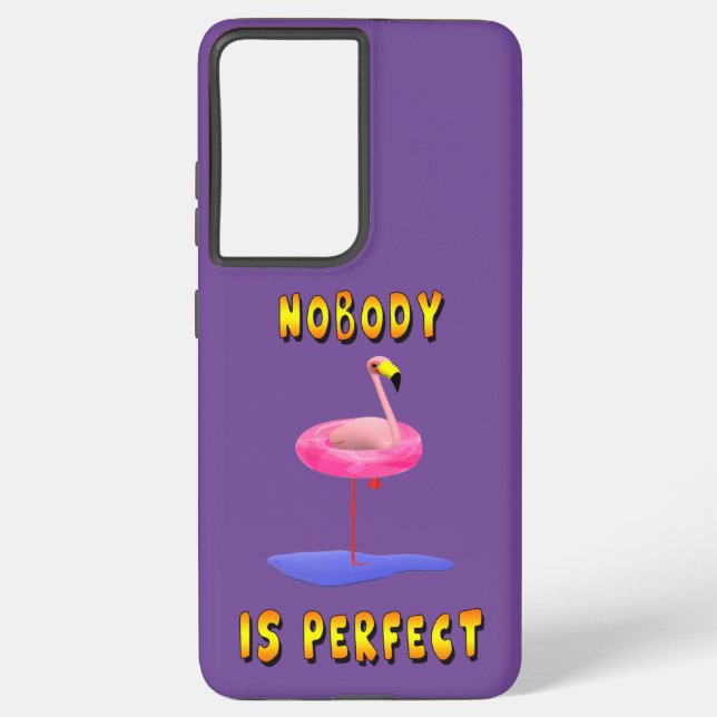 Nobody is perfect - flamingo with swimming ring samsung galaxy case (Back)