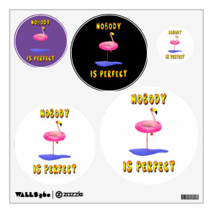 Nobody is perfect - flamingo with swimming ring wall decal