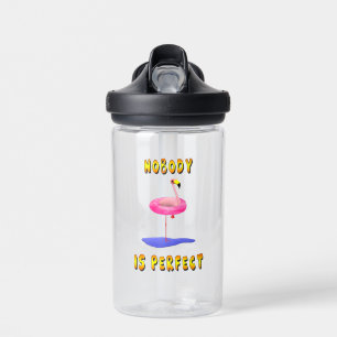 Nobody is perfect - flamingo with swimming ring water bottle