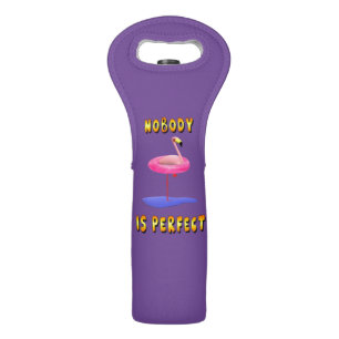 Nobody is perfect - flamingo with swimming ring wine bag