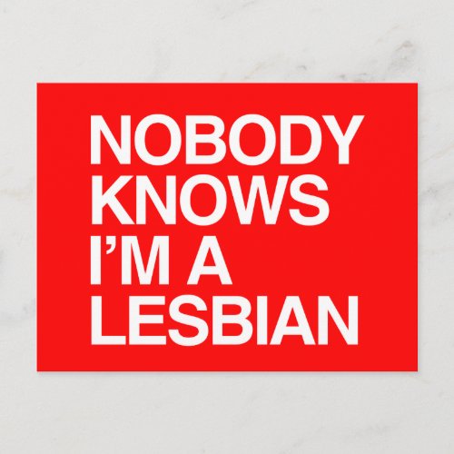 NOBODY KNOWS IM A LESBIAN _ WHITE _png Postcard