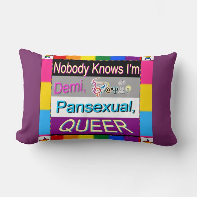 Nobody Knows I'm Demi Sapio Pansexual QUEER Lumbar Pillow (Front)