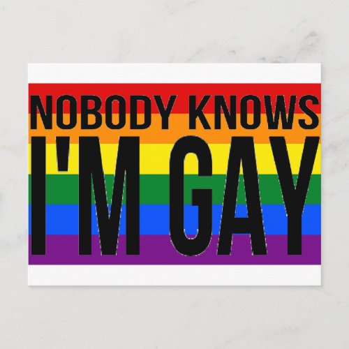 Nobody Knows Im Gay Postcard