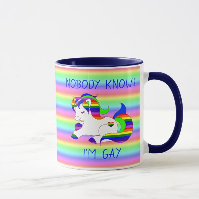 Nobody Knows Im Gay Rainbow LGBT Humor Mug (Right)
