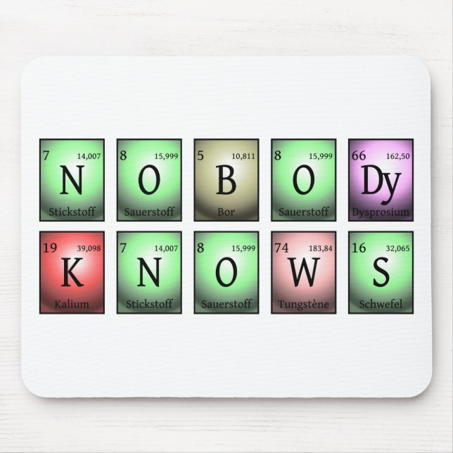 nobody knows in chemical elements mouse pad (Front)