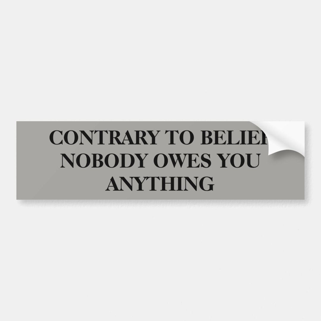 Nobody Owes You Anything Bumper Sticker | Zazzle